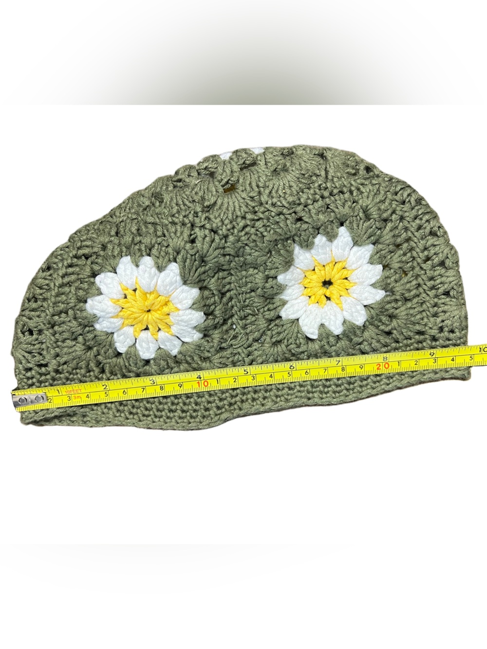 Vintage Granny Square Crochet Daisy Beanie - Picture 6 of 7